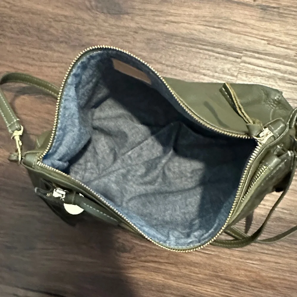 Clare V Dark Green Leather and Suede Crossbody Bag Goose Bag - Picture 3 of 3